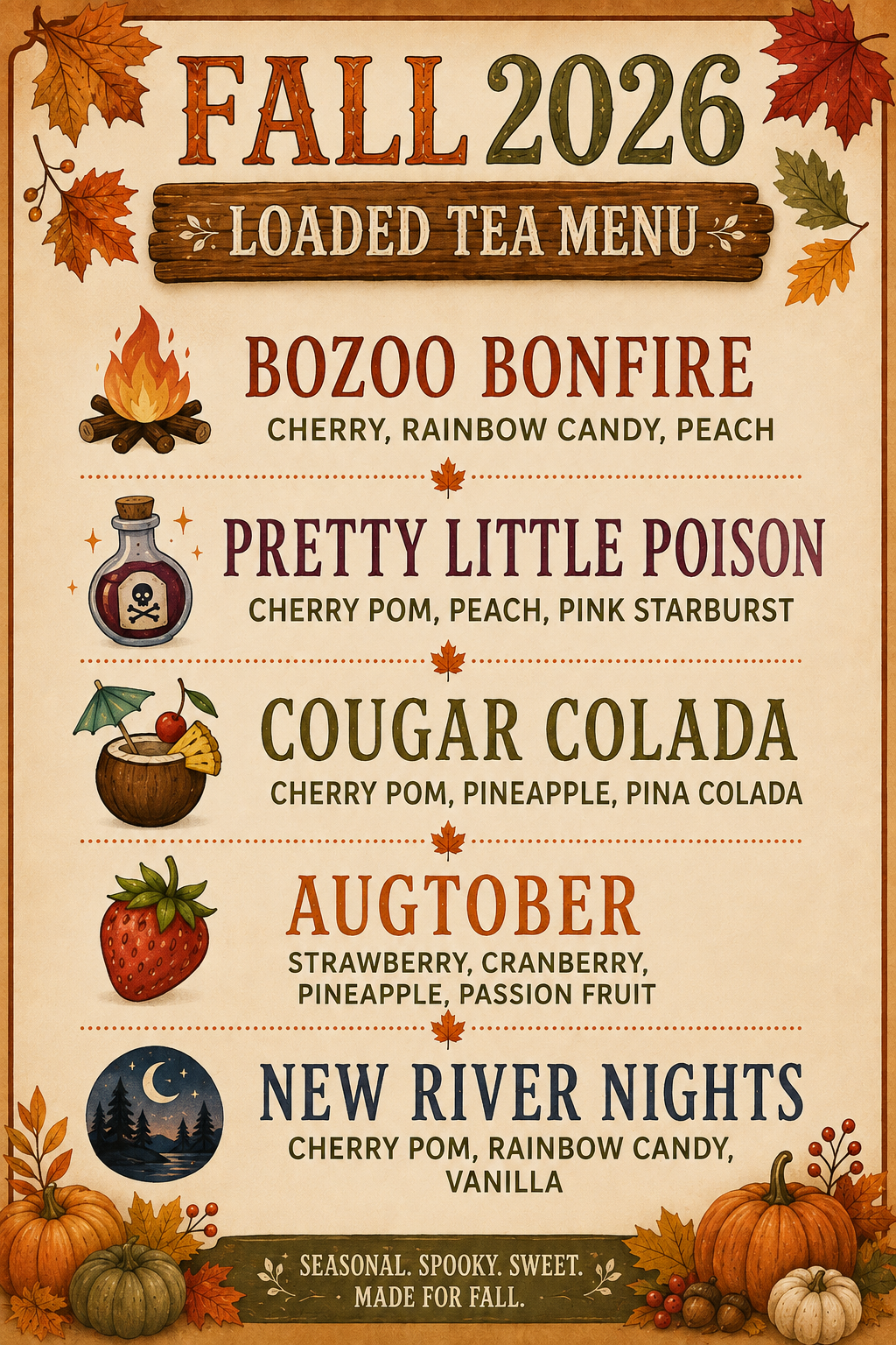 Fall 2026 Menu Single Serve Packs Loaded Tea Bomb