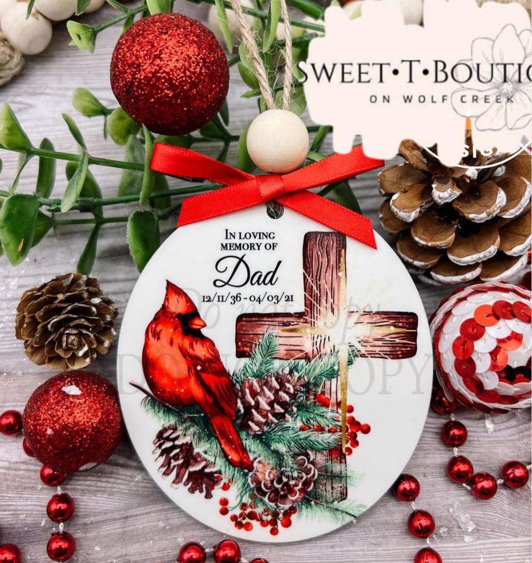 Personalized Cardinal Ornaments (CAN SAY MOM, DAD, SISTER, ETC..)