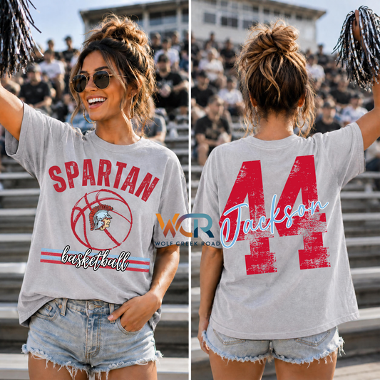 DISTRESSED GILES SPARTAN BASKETBALL SHIRT WITH OVERSIZED BACK NUMBERS