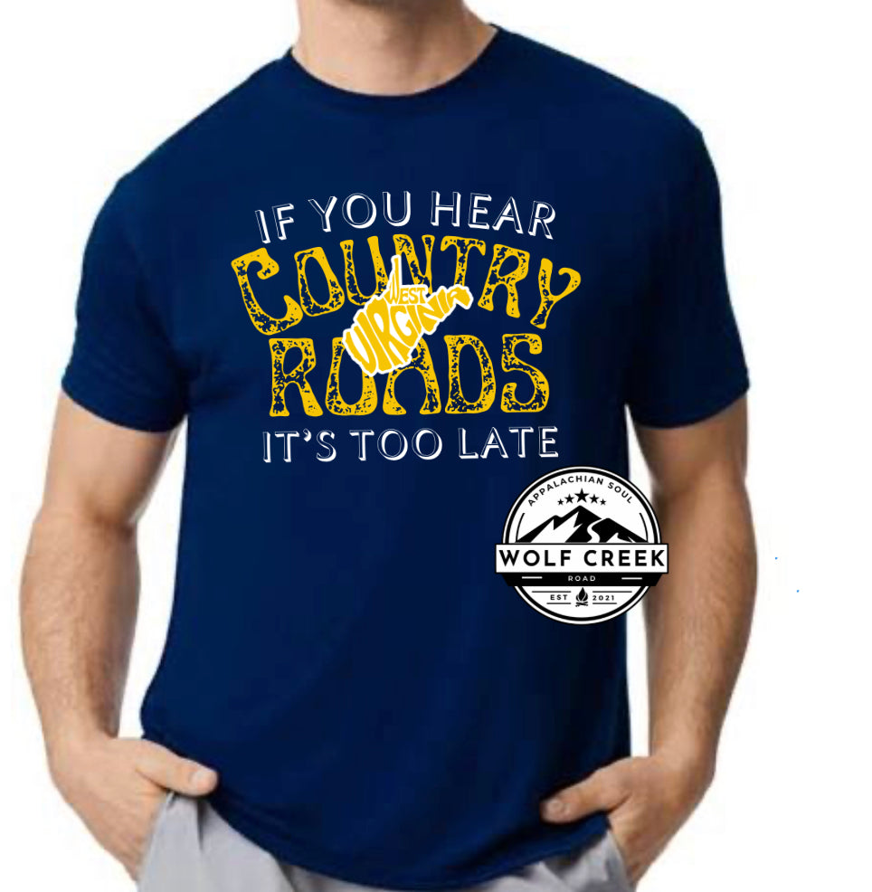 Country Roads West Virginia Short Sleeve Tee