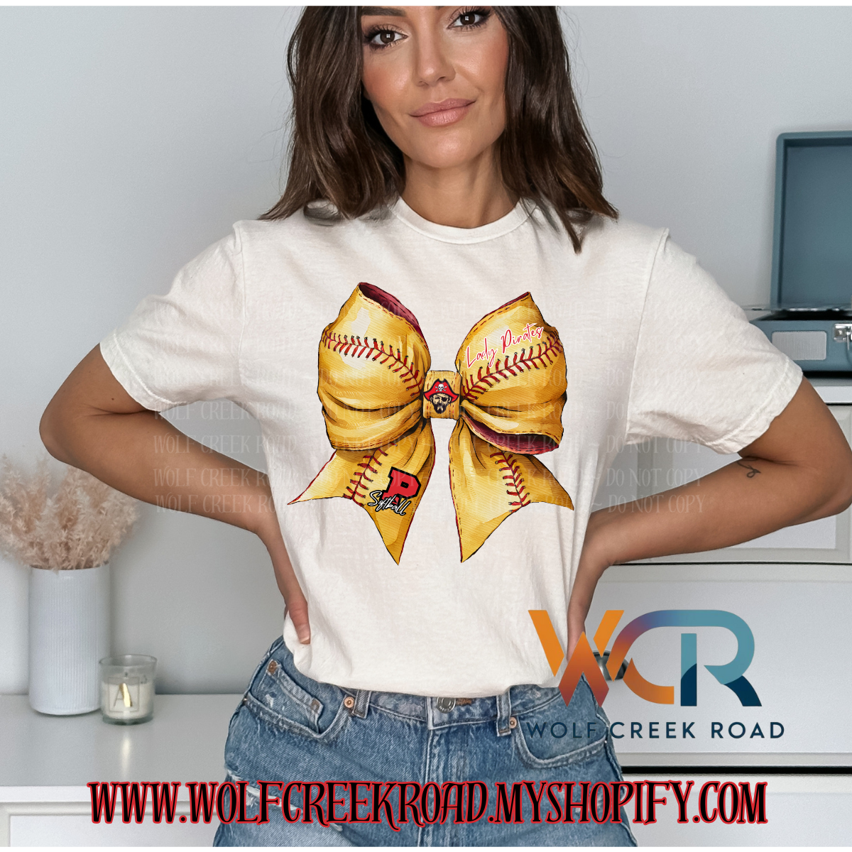 Preppy Peterstown Lady Pirates Preppy Bow Short Sleeve T-Shirt