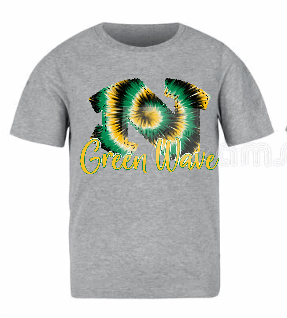 Tie Dye Narrows Green Wave “N” With Black