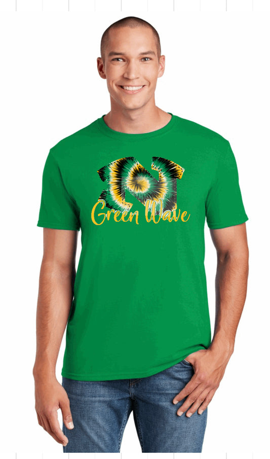 Tie Dye Narrows Green Wave “N” With Black