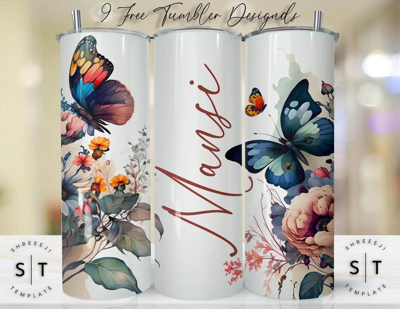 20 oz Personalized Spring Butterfly Tumbler