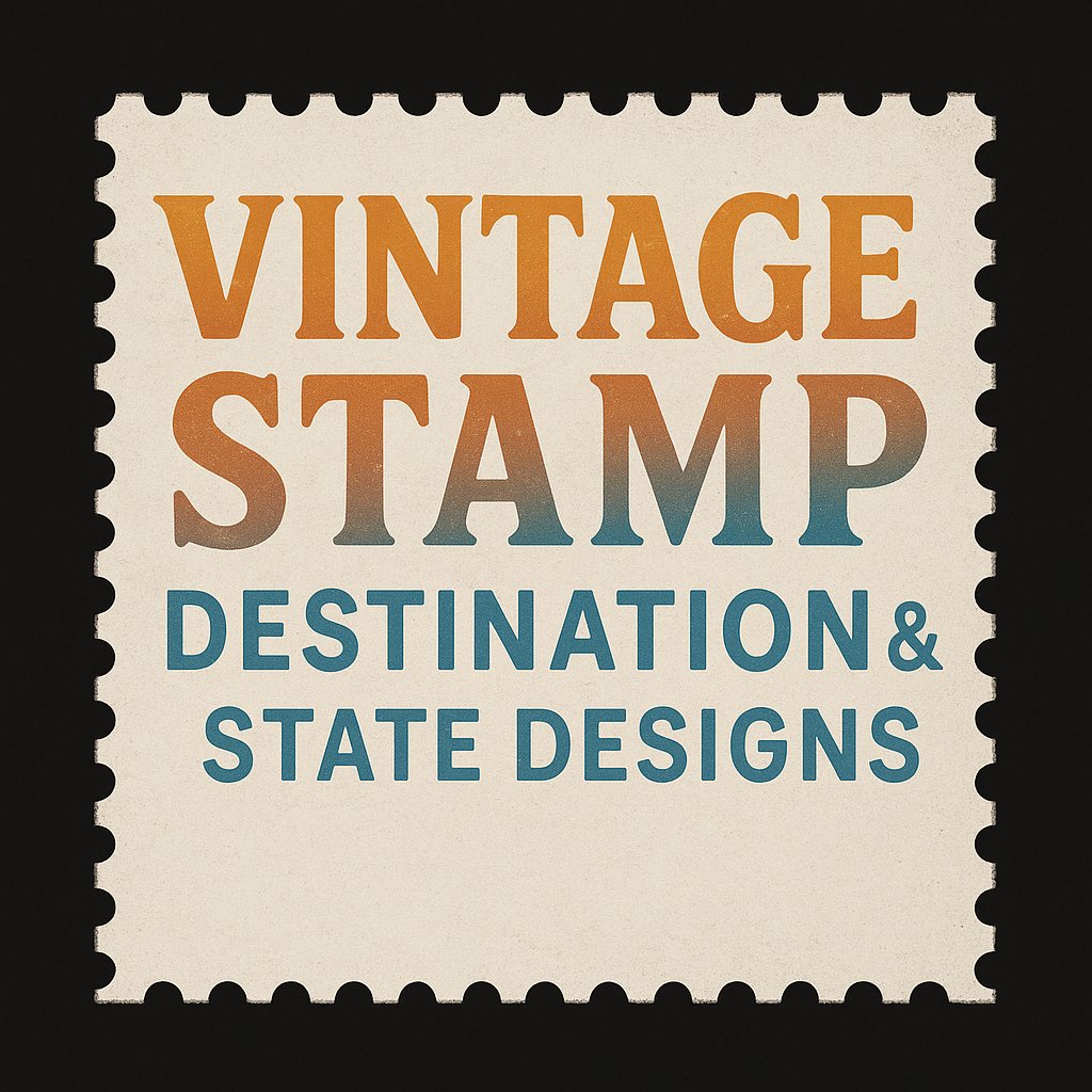 Vintage Stamp Destination & State Comfort Colors Short Sleeve Tshirts