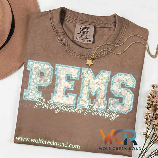 PEMS Patchwork Floral | Peterstown Pirates Comfort Colors T-Shirt