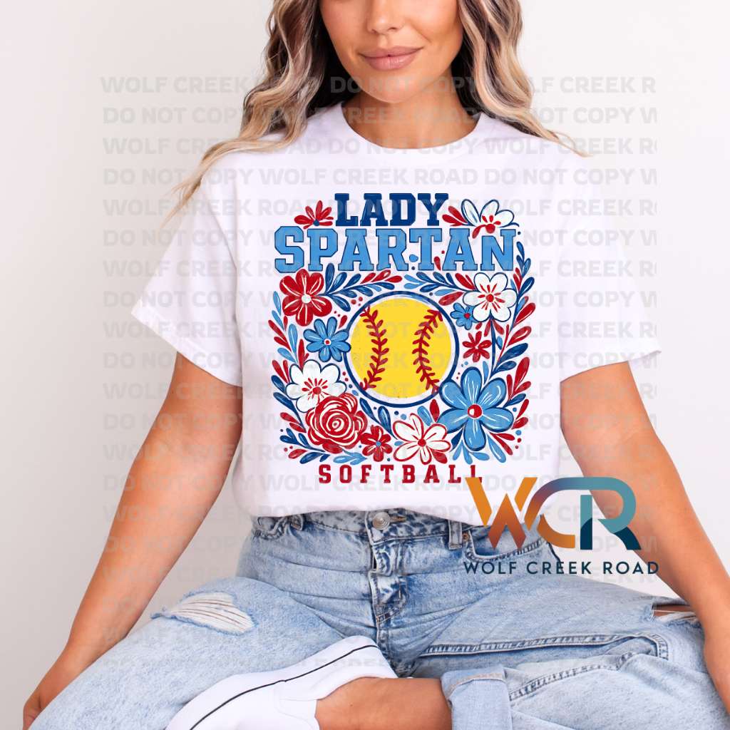 Giles Lady Spartan Softball Floral Short Sleeve Tee