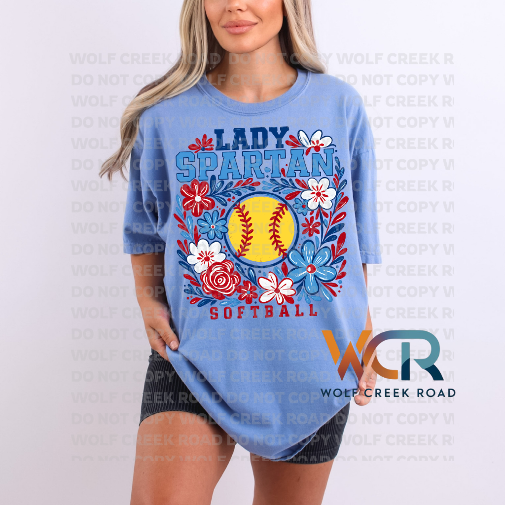 Giles Lady Spartan Softball Floral Short Sleeve Tee
