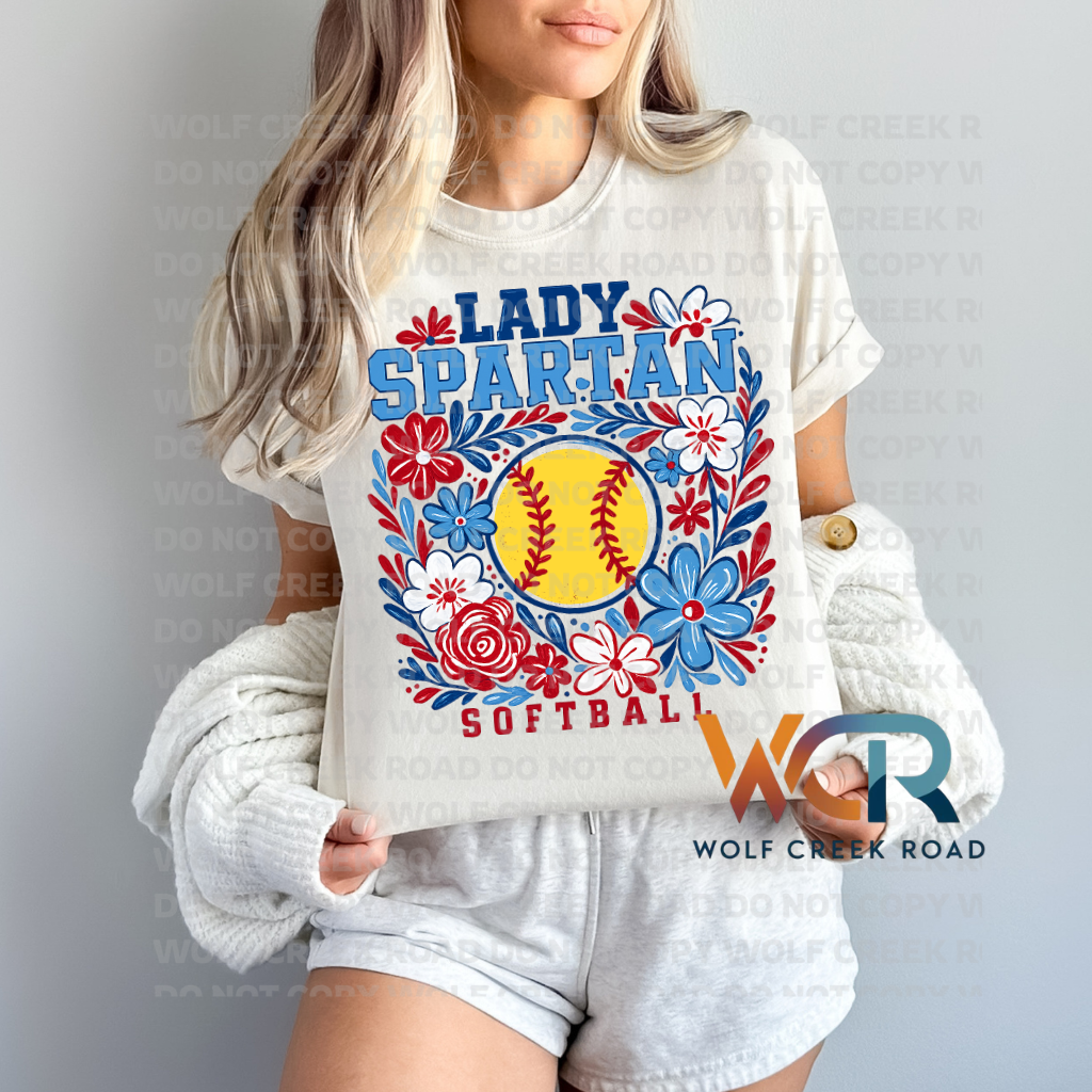 Giles Lady Spartan Softball Floral Short Sleeve Tee