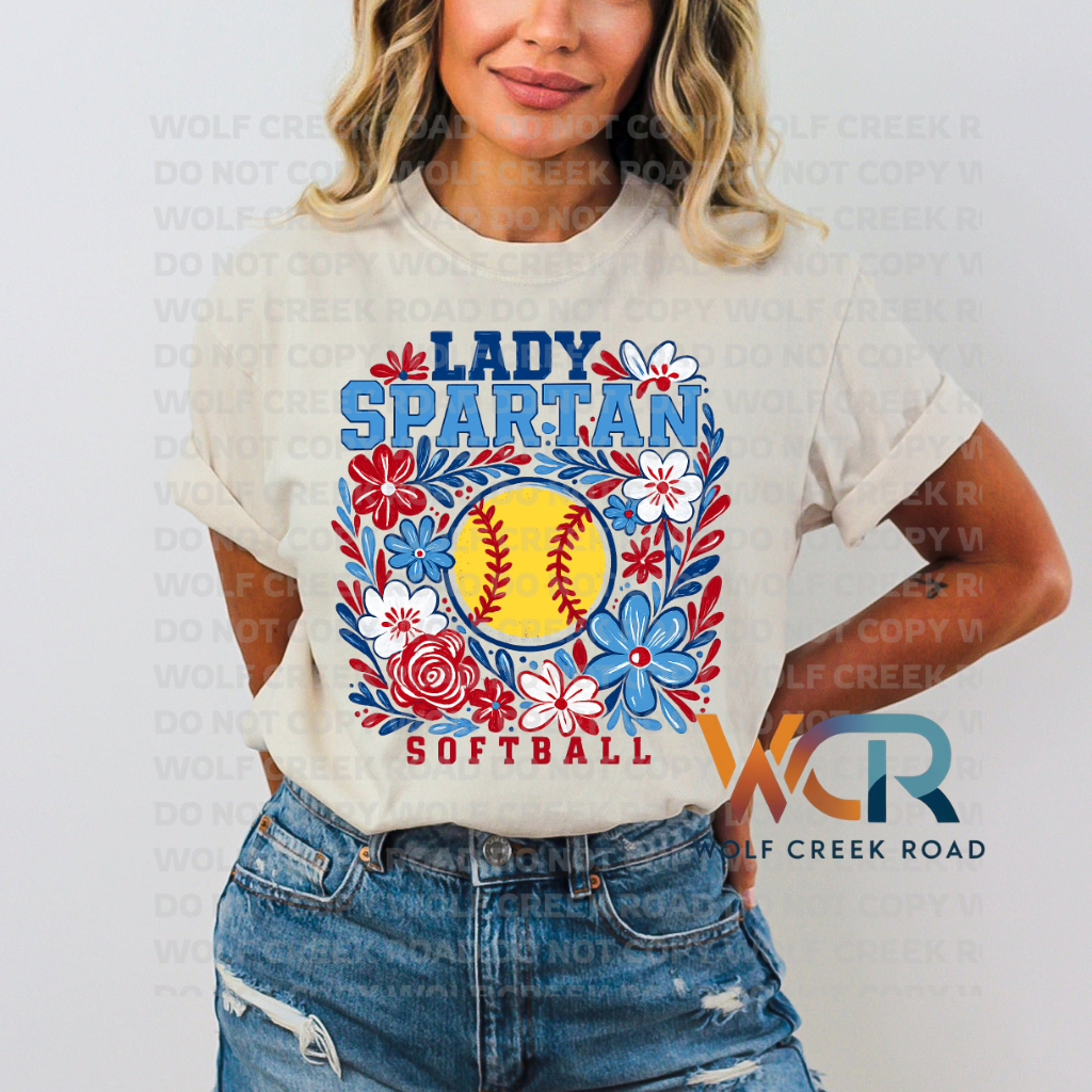 Giles Lady Spartan Softball Floral Short Sleeve Tee
