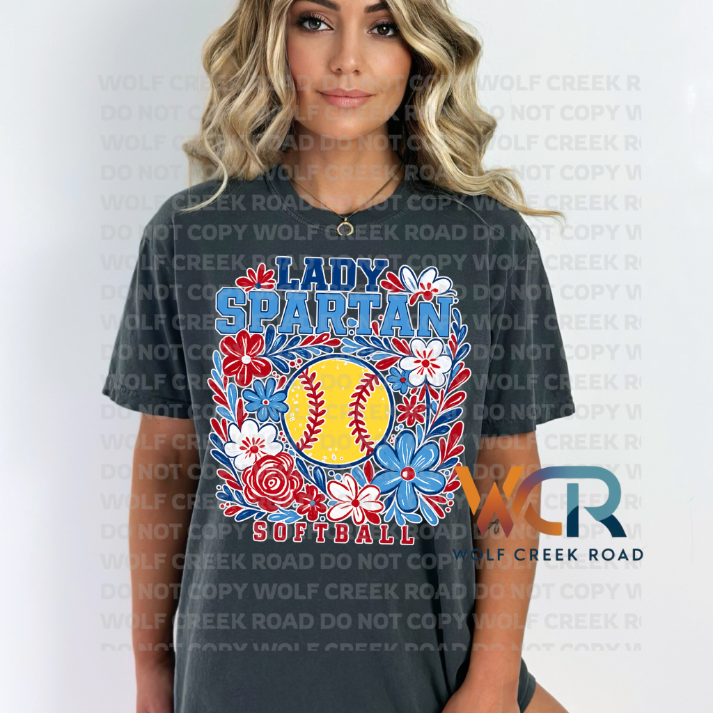 Giles Lady Spartan Softball Floral Short Sleeve Tee
