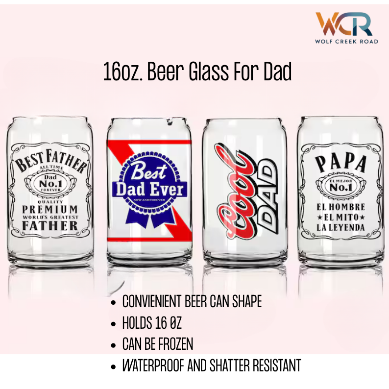 16 Oz Dad Beer Can Glass Father's Day Gift