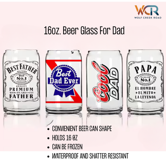 16 Oz Dad Beer Can Glass Father's Day Gift