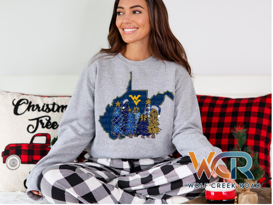 WV Christmas Crewneck, Short Sleeve, Or Long Sleeve Shirt