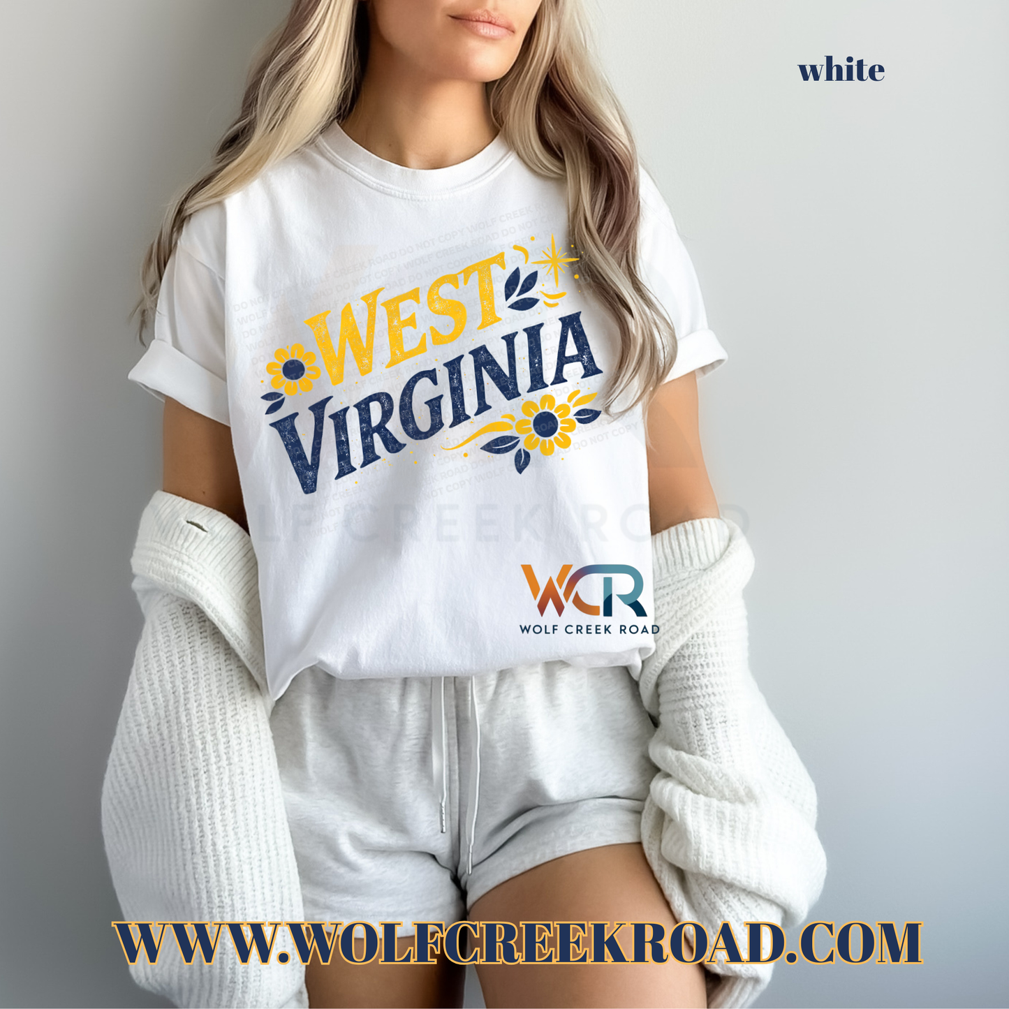 West Virginia Floral Folk Art Comfort Colors T-shirt