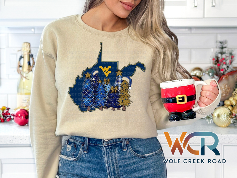 WV Christmas Crewneck, Short Sleeve, Or Long Sleeve Shirt