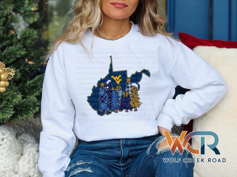 WV Christmas Crewneck, Short Sleeve, Or Long Sleeve Shirt