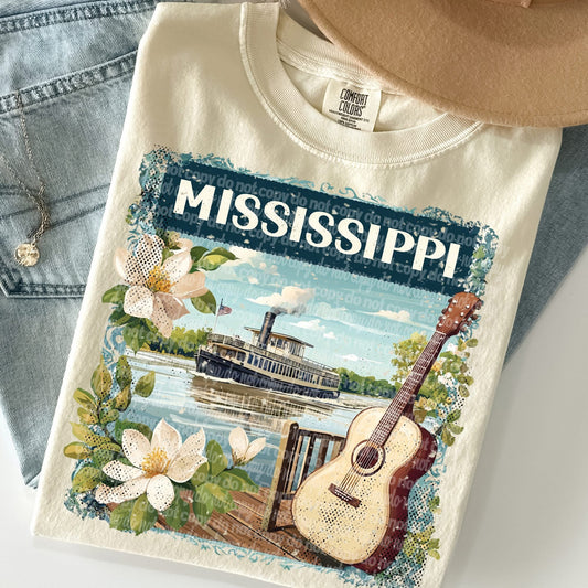 Mississippi Vintage Style Postage Stamp Comfort Colors Tshirt