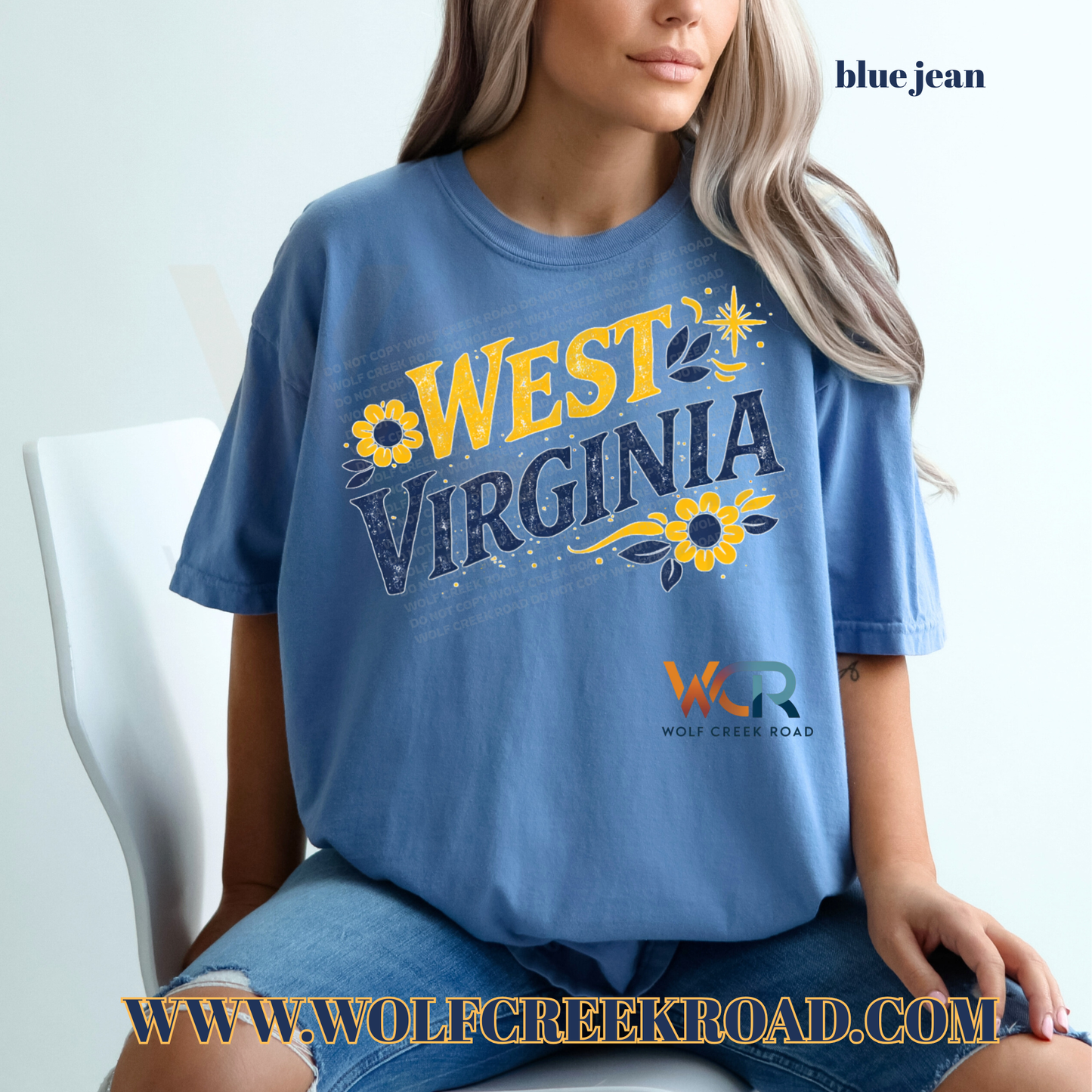 West Virginia Floral Folk Art Comfort Colors T-shirt