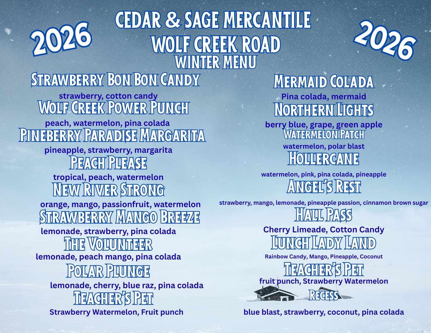 2026 WINTER LOADED TEA & WATER MENU