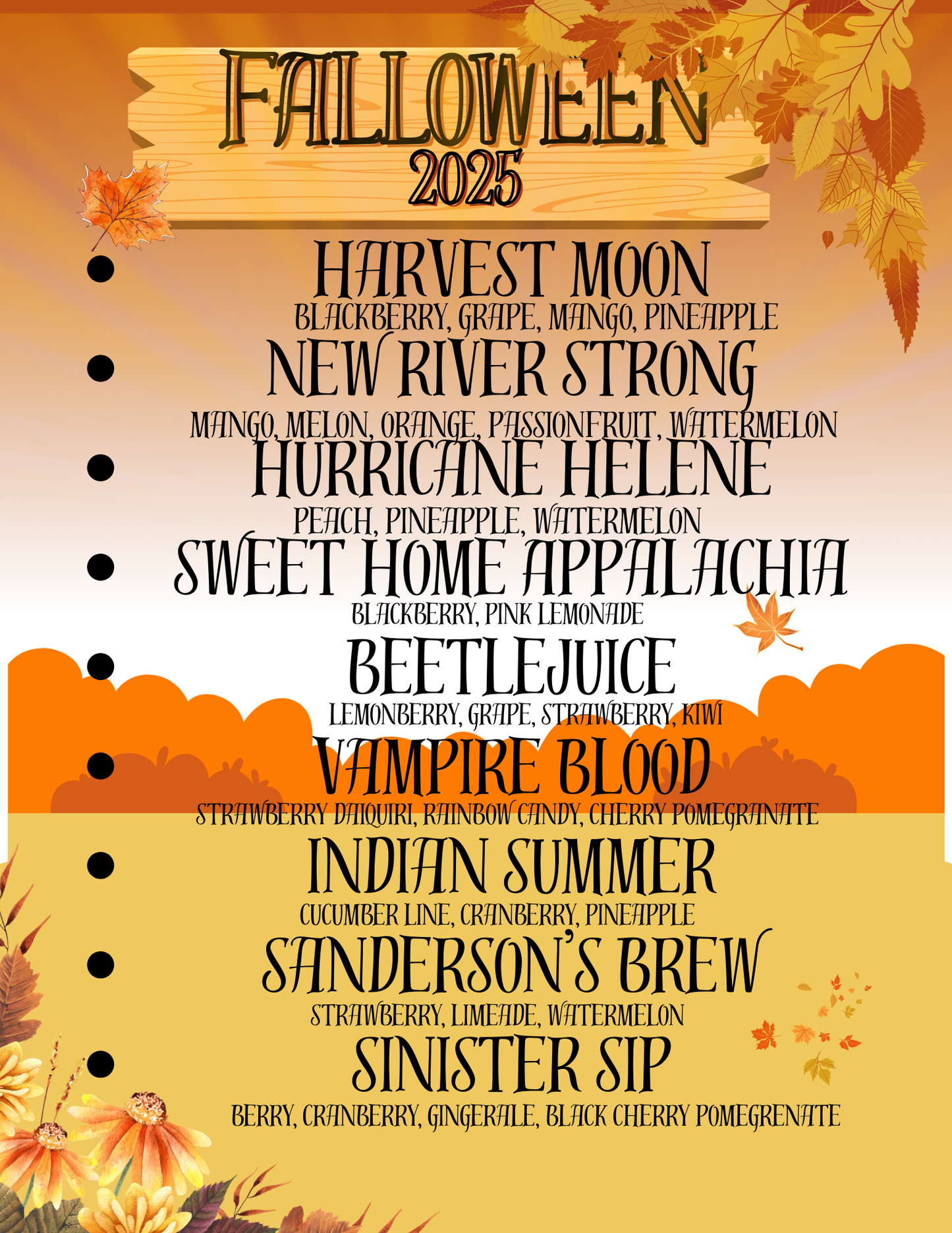 FALL-O-WEEN Menu Single Serve Packs Loaded Water Bomb