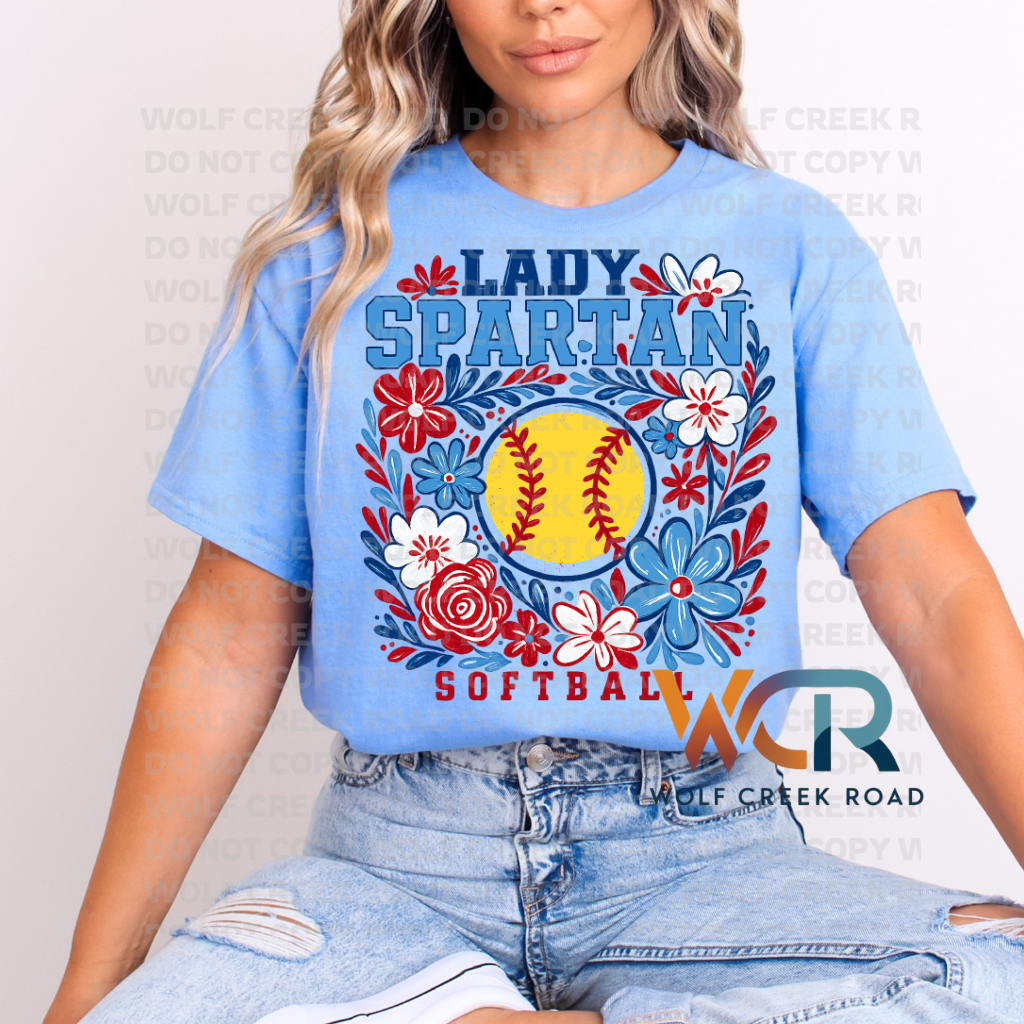 Giles Lady Spartan Softball Floral Short Sleeve Tee