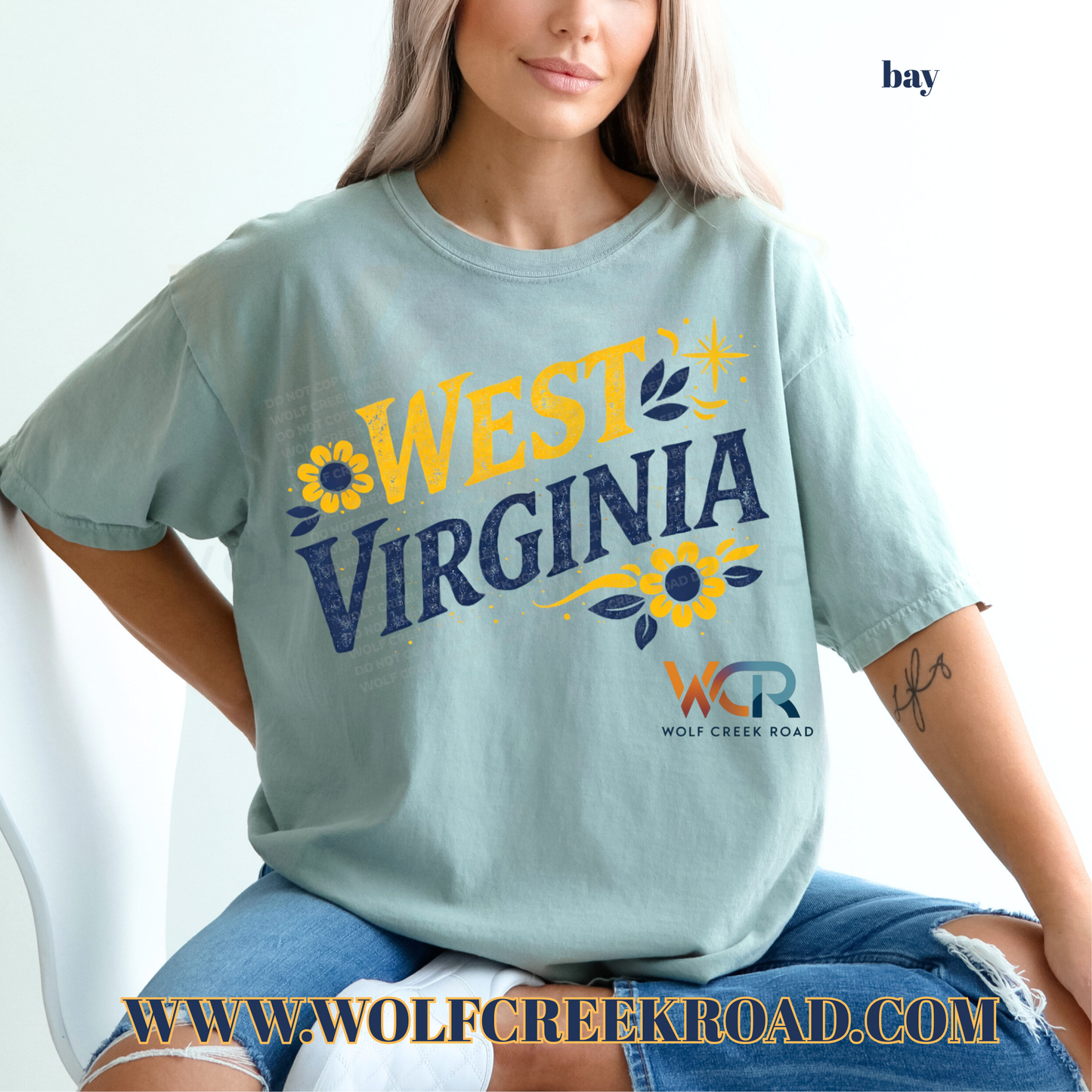 West Virginia Floral Folk Art Comfort Colors T-shirt