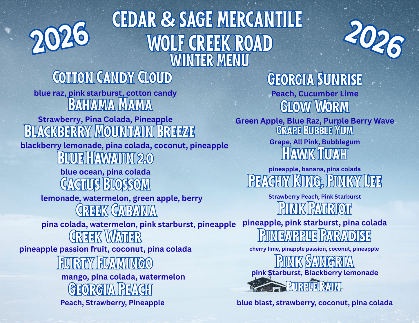 2026 WINTER LOADED TEA & WATER MENU