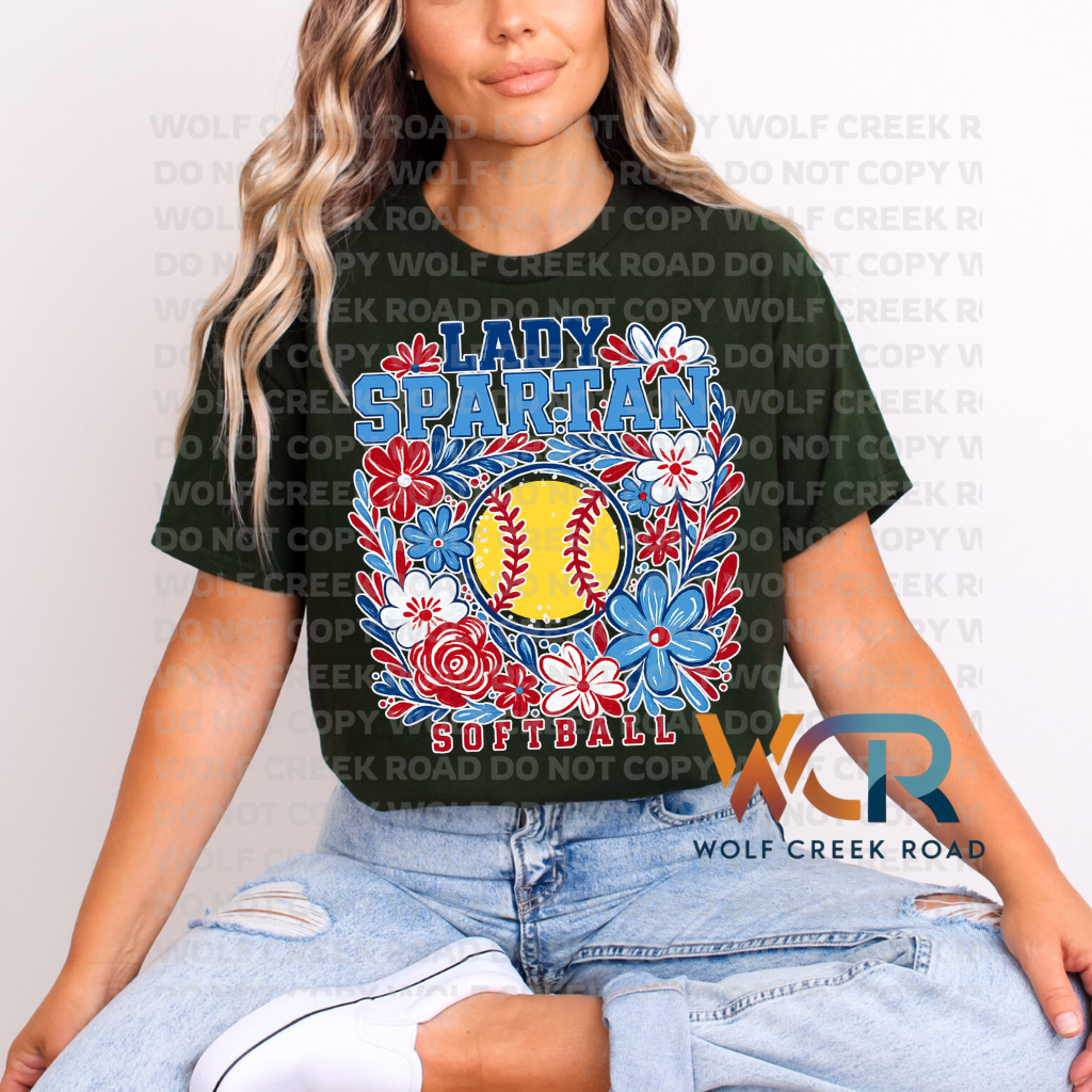 Giles Lady Spartan Softball Floral Short Sleeve Tee