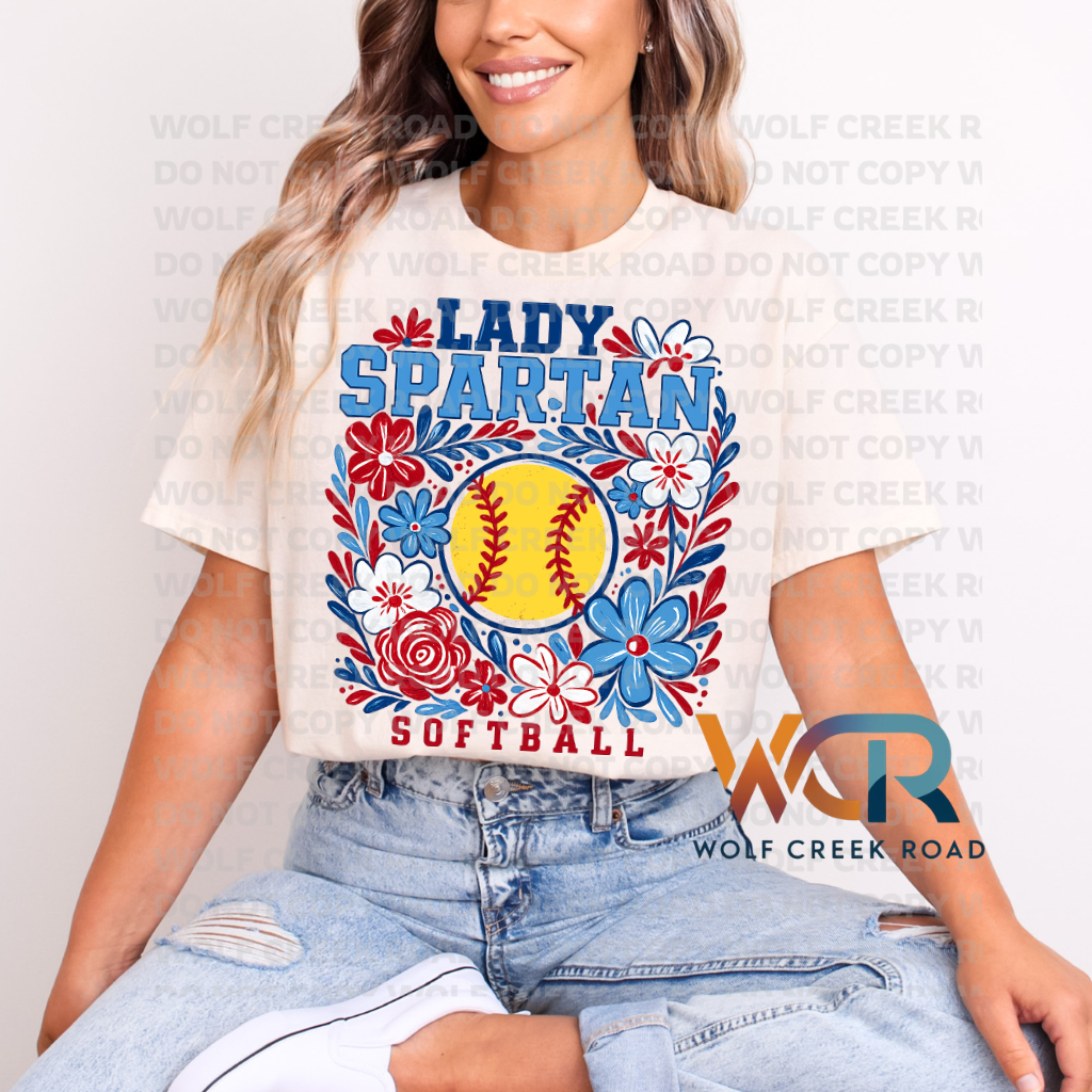 Giles Lady Spartan Softball Floral Short Sleeve Tee
