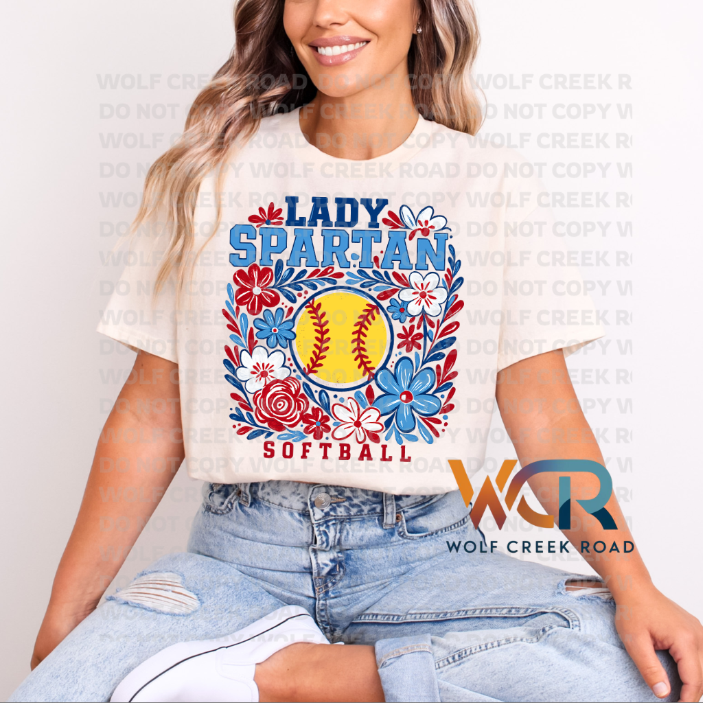Giles Lady Spartan Softball Floral Short Sleeve Tee