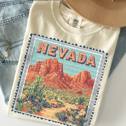 Nevada Vintage Style Postage Stamp Comfort Colors Tshirt
