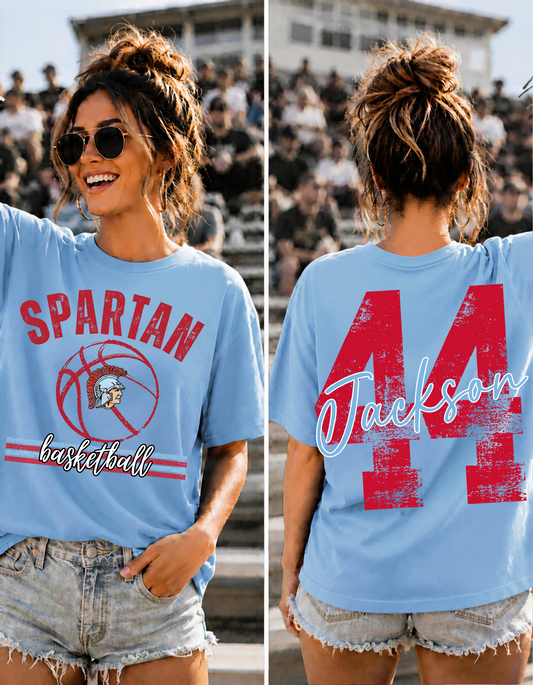 DISTRESSED GILES SPARTAN BASKETBALL SHIRT WITH OVERSIZED BACK NUMBERS