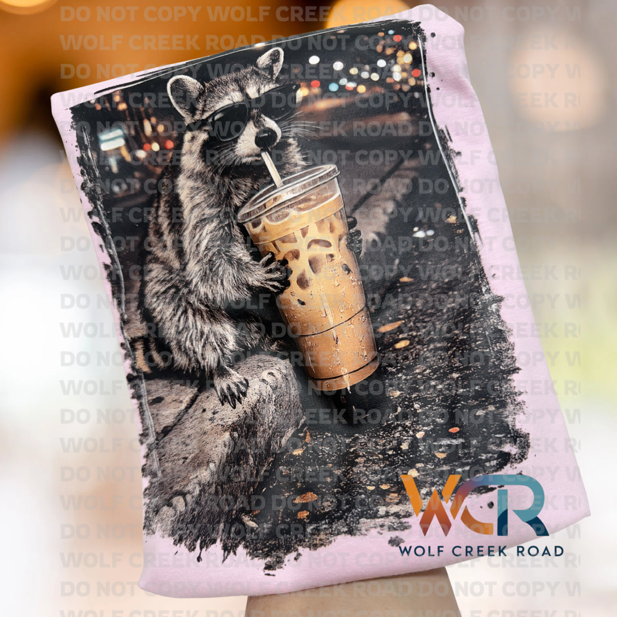 Raccoon Emotional Support Iced Coffee Short Sleeve Tshirt