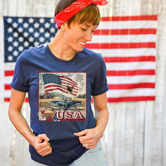United States Patriotic Vintage Style Postage Stamp Comfort Colors Tshirt