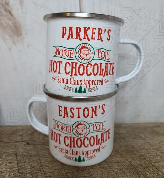 Personalized 12 Oz EnamelChristmas Hot Chocolate Mug