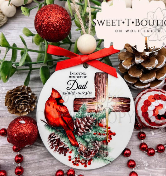 Personalized Cardinal Ornaments (CAN SAY MOM, DAD, SISTER, ETC..)