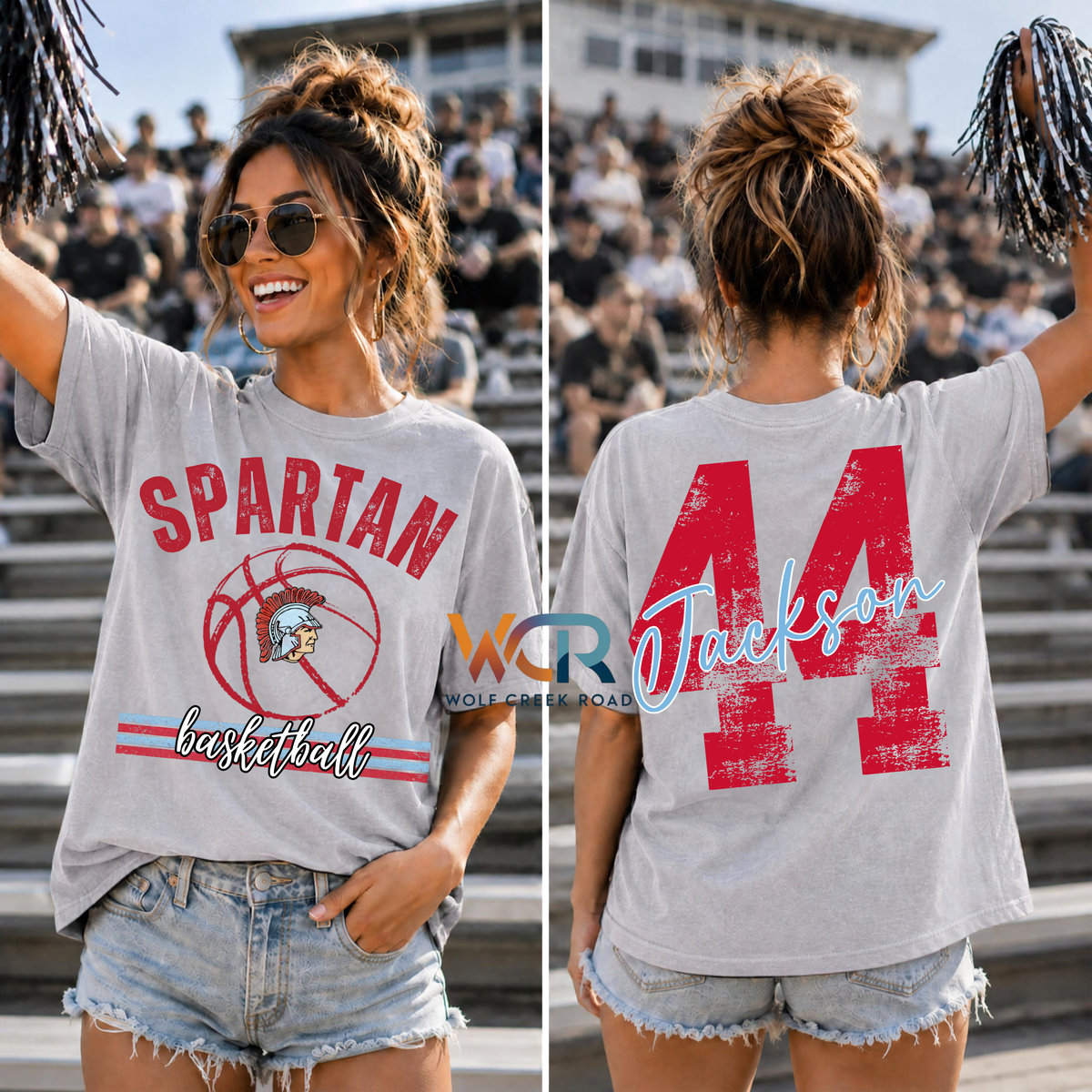 DISTRESSED GILES SPARTAN BASKETBALL SHIRT WITH OVERSIZED BACK NUMBERS