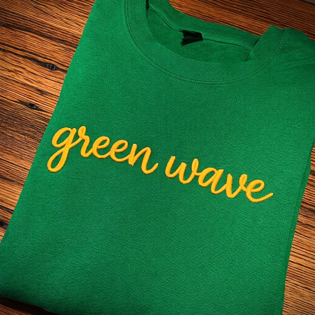 3D Puff Embroidered Green Wave Shirt