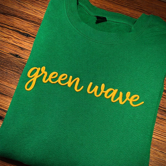 3D Puff Embroidered Green Wave Shirt