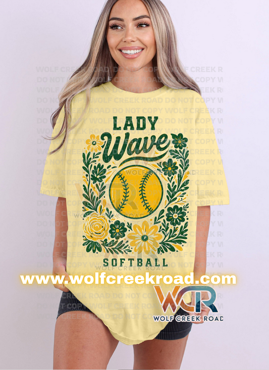 Narrows Lady Wave Softball Vintage Floral Short Sleeve Tee