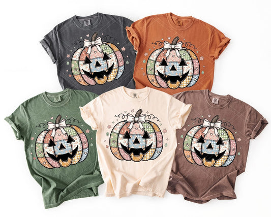 Viral Patchwork Pumpkin COMFORT COLORS OR SOFTSTYLE Short Sleeve