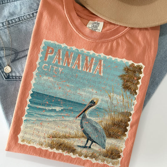Panama City Vintage Style Postage Stamp Comfort Colors Tshirt