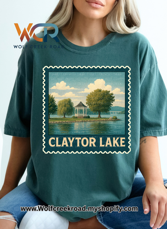 Claytor Lake Vintage Style Postage Stamp Comfort Colors Tshirt