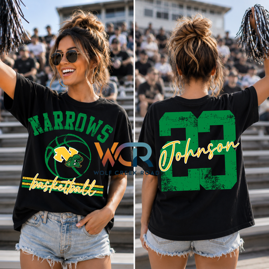 DISTRESSED NARROWS BASKETBALL SHIRT WITH OVERSIZED BACK NUMBERS