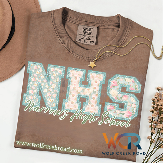 NHS Floral Patchwork | Narrows Green Wave Comfort Colors T-Shirt