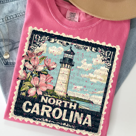 North Carolina Vintage Style Postage Stamp Comfort Colors Tshirt