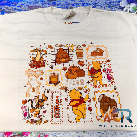 Pooh & Friends Fall COMFORT COLORS OR SOFTSTYLE CREWNECK SWEATSHIRT