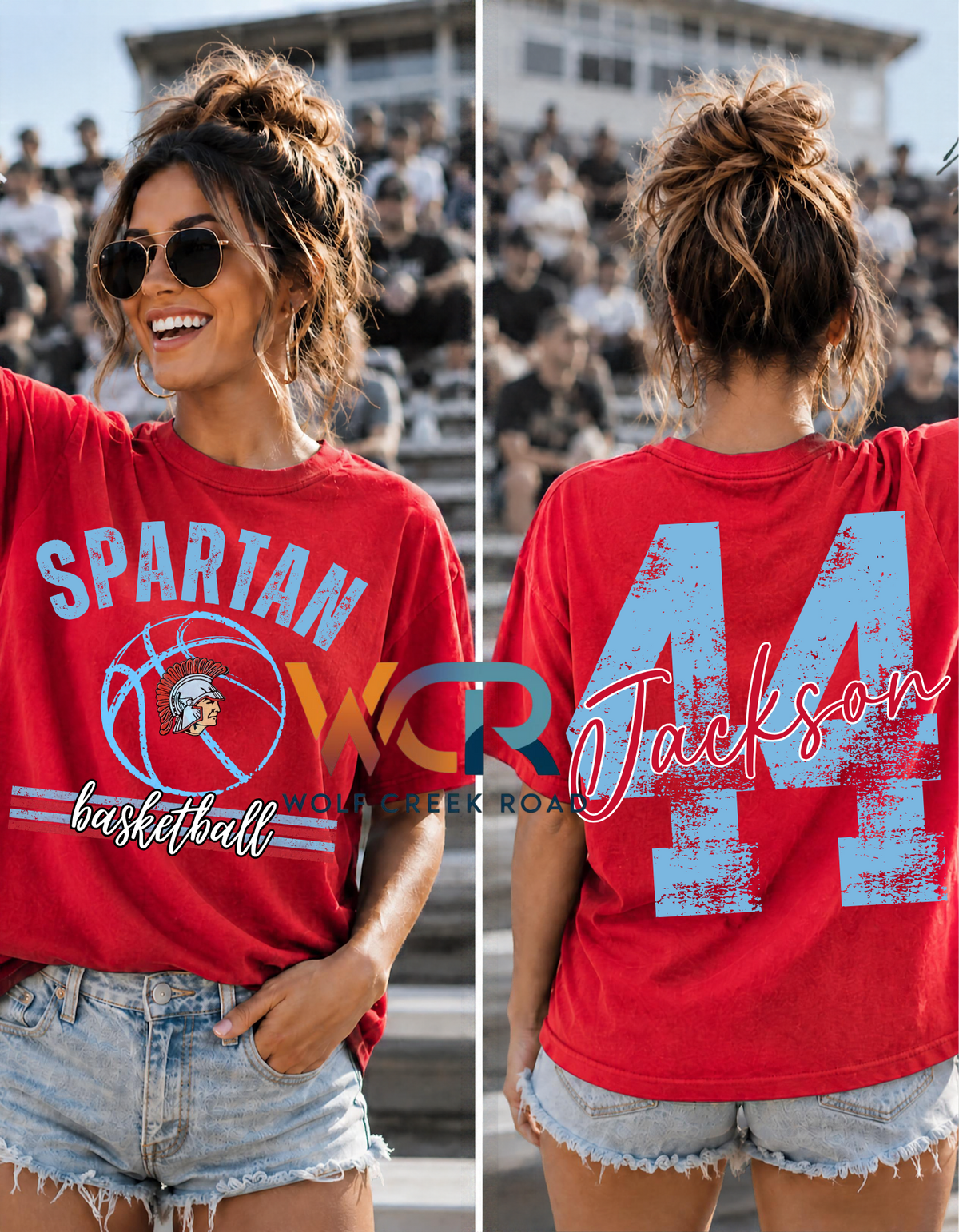 DISTRESSED GILES SPARTAN BASKETBALL SHIRT WITH OVERSIZED BACK NUMBERS