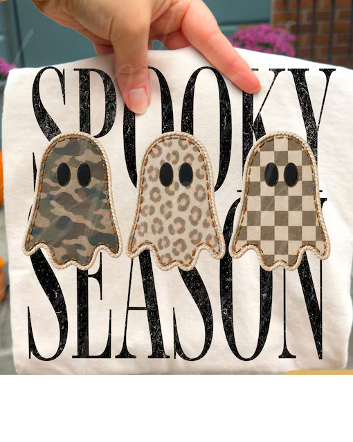Spooky Season Camo, Leopard, & Checker Ghost Graphic Shirt